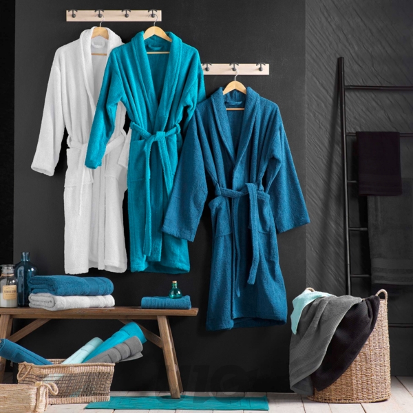 PEIGNOIR COL CHALE TAILLE UNIQUE EPONGE UNIE TENDRESSE ANTHRACITE