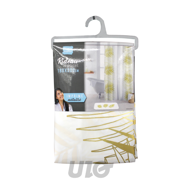 RIDEAU DE DOUCHE AVEC CROCHETS 180 x 200 CM POLYESTER IMPRIME ORBELLA BLANC