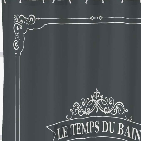 RIDEAU DE DOUCHE AVEC CROCHETS 180 x 200 CM POLYESTER IMPRIME VINTAGE DES. PLACE