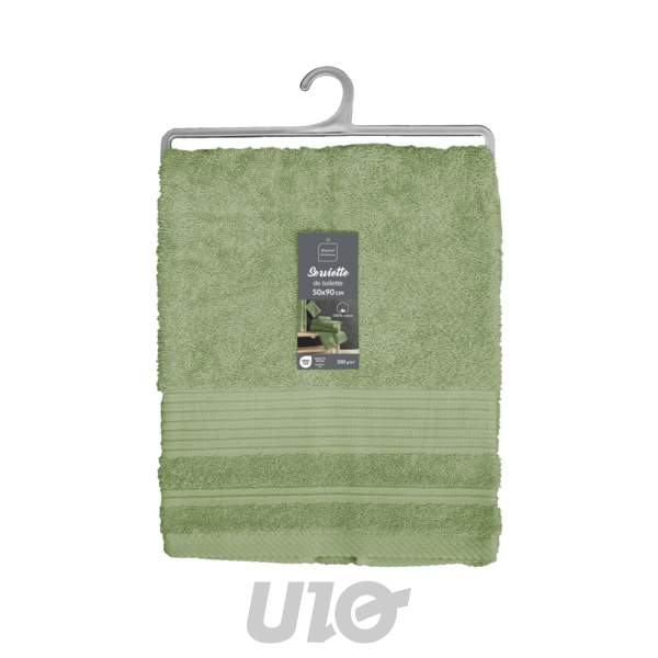 SERVIETTE DE TOILETTE 50 x 90 CM EPONGE UNIE TENDRESSE FOUGERE