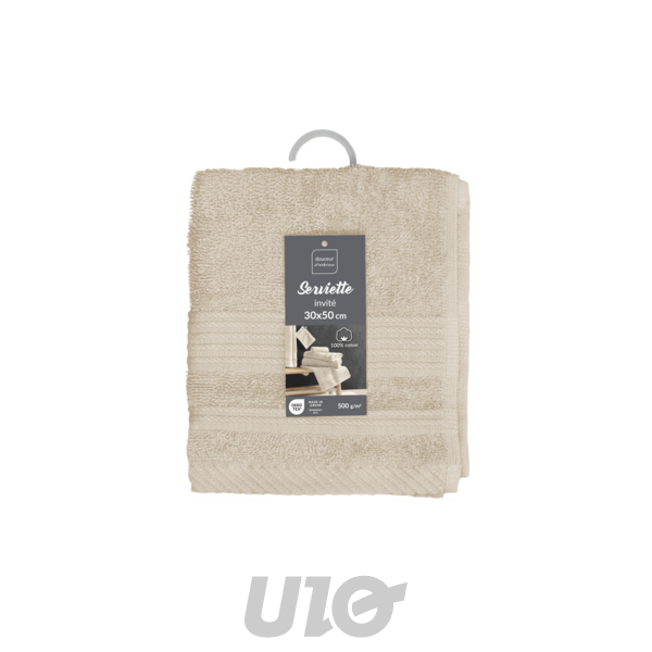 SERVIETTE INVITE 30 x 50 CM EPONGE UNIE TENDRESSE LIN