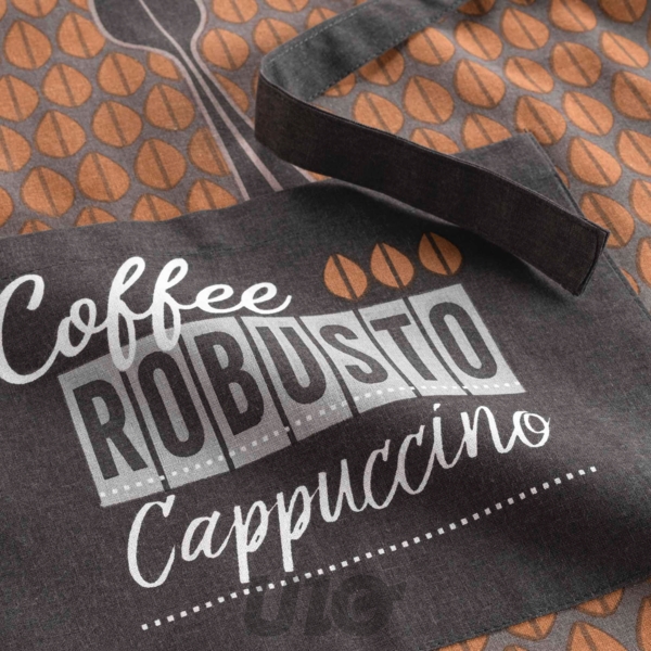 TABLIER +POCHE 60 x 84 CM COTON IMPRIME CAPPUCCINO