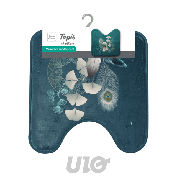 TAPIS CONTOUR WC 45 x 45 CM MICROFIBRE IMPRIMEE GINKOBLUE DES. PLACE