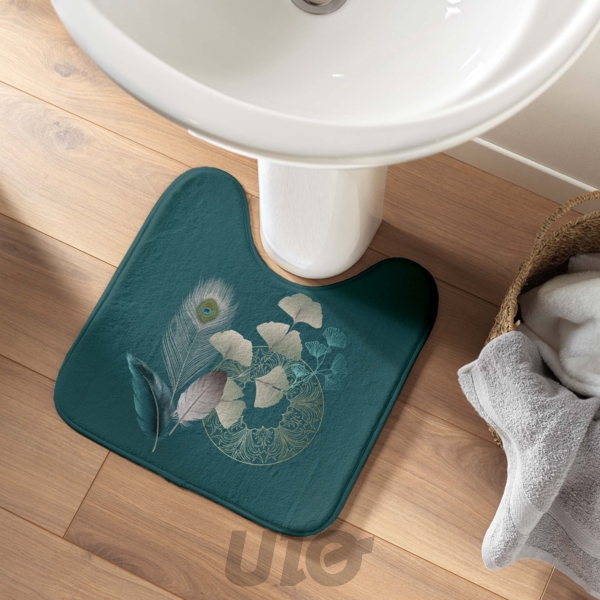 TAPIS CONTOUR WC 45 x 45 CM MICROFIBRE IMPRIMEE GINKOBLUE DES. PLACE