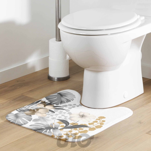 TAPIS CONTOUR WC 45 x 45 CM MICROFIBRE IMPRIMEE KELLY BLANC DES. PLACE
