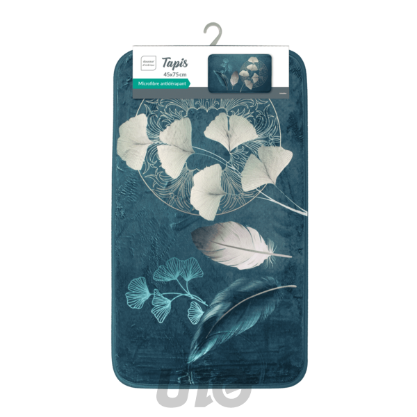 TAPIS DE BAIN 45 x 75 CM MICROFIBRE IMPRIMEE GINKOBLUE DES. PLACE