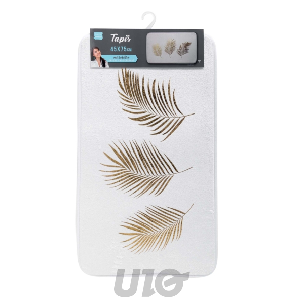 TAPIS DE BAIN 45 x 75 CM MICROFIBRE IMPRIMEE ORBELLA BLANC DES. PLACE