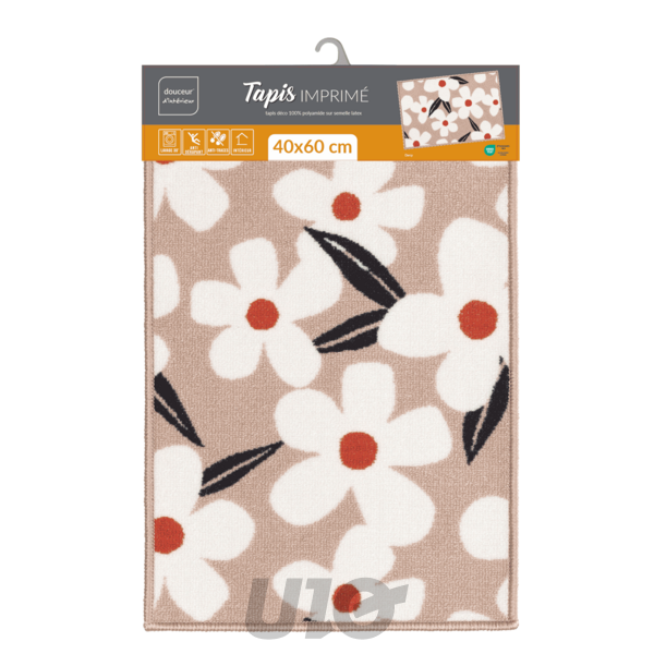 TAPIS RECTANGLE 40 x 60 CM IMPRIME DARCY NATUREL