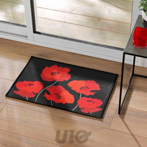 TAPIS RECTANGLE 40 x 60 CM IMPRIME DIGITAL COQUELICOTS