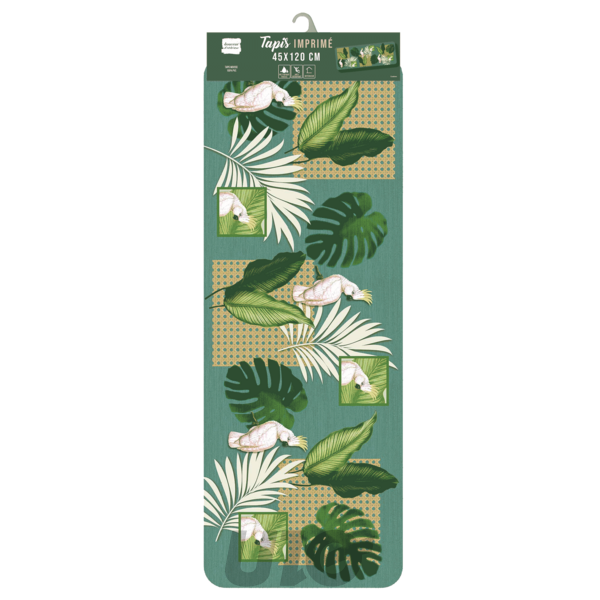 TAPIS RECTANGLE 45 x 120 CM MOUSSE IMPRIMEE CACATOES