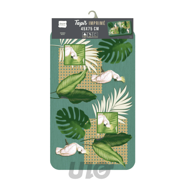 TAPIS RECTANGLE 45 x 75 CM MOUSSE IMPRIMEE CACATOES
