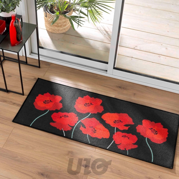 TAPIS RECTANGLE 50 x 120 CM IMPRIME DIGITAL COQUELICOTS