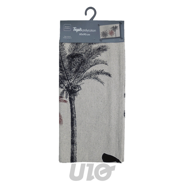 TAPIS RECTANGLE+POMPONS 60 x 90 CM POLYCOTON IMPRIME KENYA LODGE