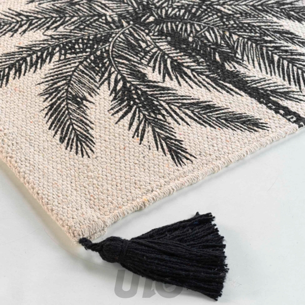 TAPIS RECTANGLE+POMPONS 60 x 90 CM POLYCOTON IMPRIME KENYA LODGE