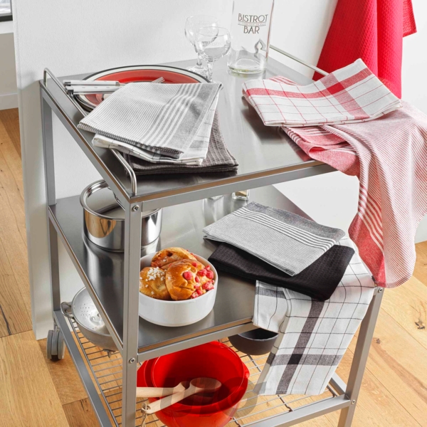 TORCHON x3 PCS 50 x 70 CM COTON TISSE/NID D'ABEILLE VIBRATO ANTHRACITE