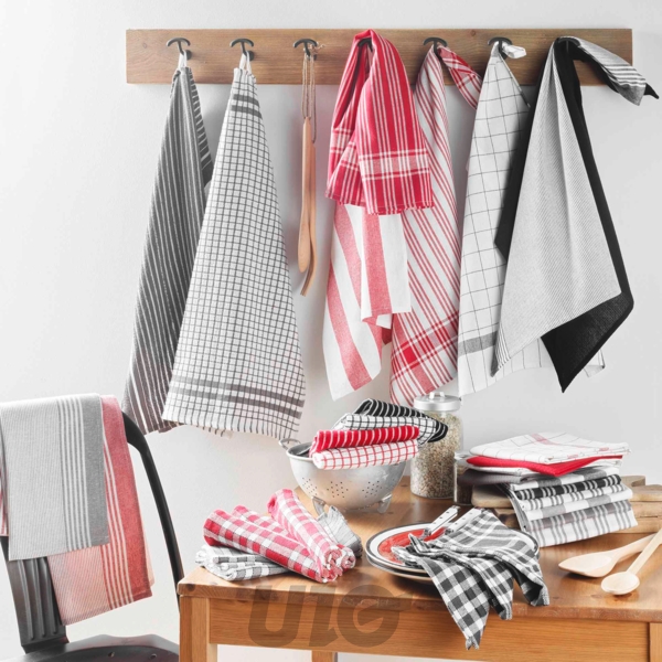 TORCHON x3 PCS 50 x 70 CM COTON TISSE/NID D'ABEILLE VIBRATO ANTHRACITE