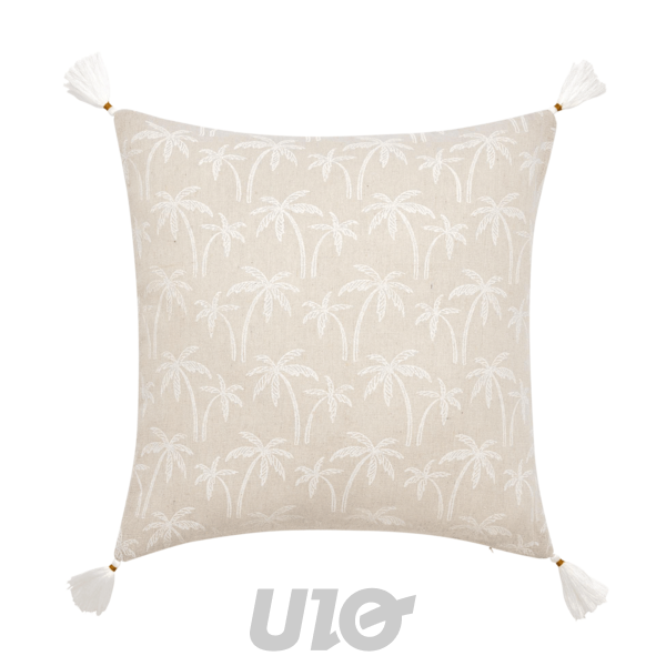 COUSSIN DEHOUS. COMPR. POMPONS 45 x 45 CM POLYCOTON IMPRIME SAHARIS