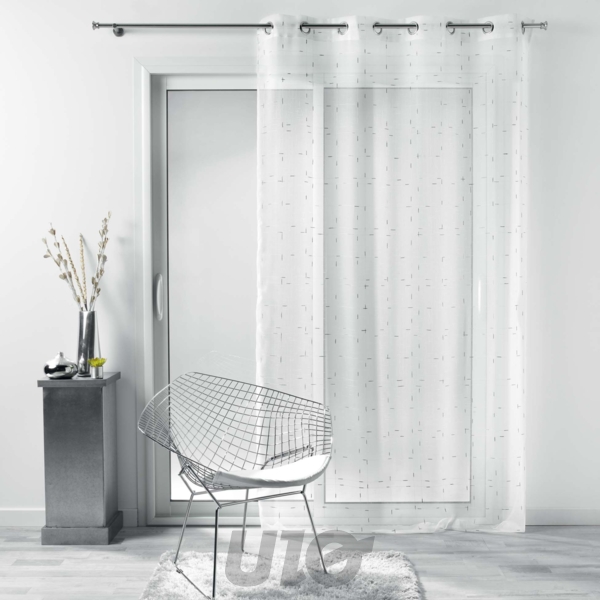 PANNEAU A OEILLETS 140 x 240 CM LUMINETTE FILS METALLISES DIXIE BLANC/ARGENT
