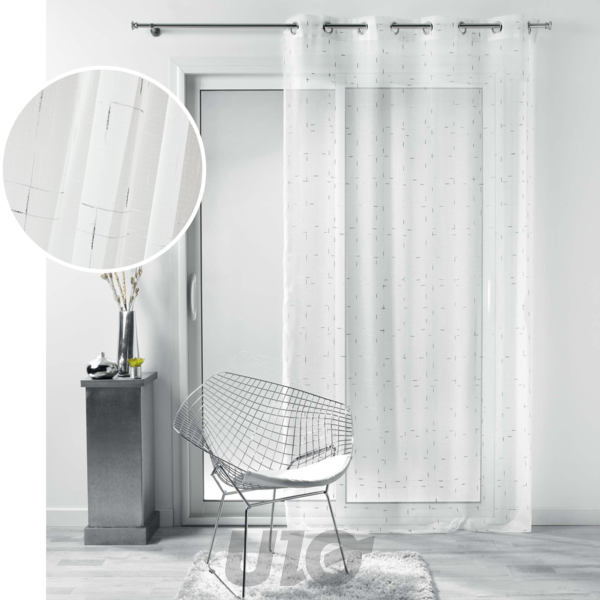 PANNEAU A OEILLETS 140 x 240 CM LUMINETTE FILS METALLISES DIXIE BLANC/ARGENT