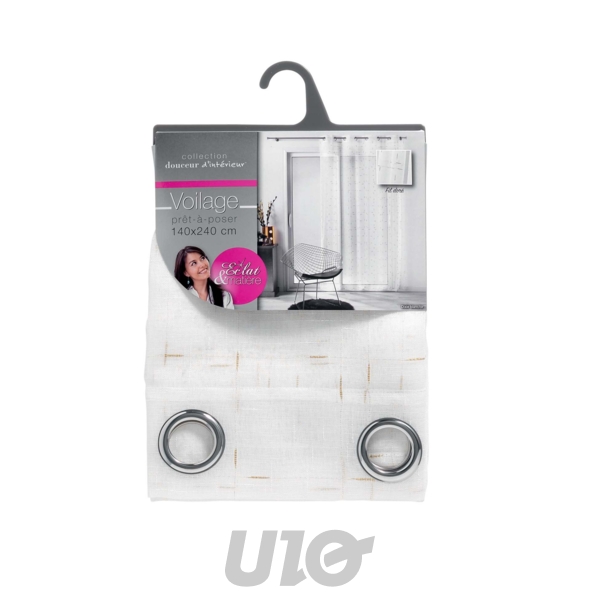 PANNEAU A OEILLETS 140 x 240 CM LUMINETTE FILS METALLISES DIXIE BLANC/OR