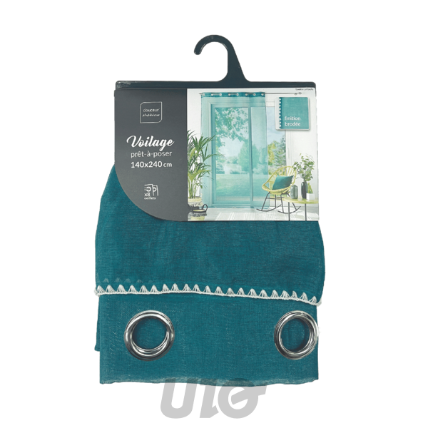 PANNEAU A OEILLETS 140 x 240 CM VOILE SABLE FANTAISIE LOUISE PETROLE