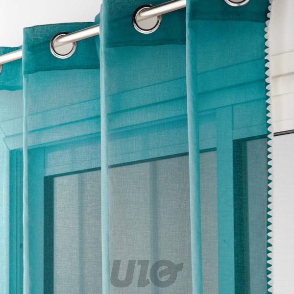 PANNEAU A OEILLETS 140 x 240 CM VOILE SABLE FANTAISIE LOUISE PETROLE