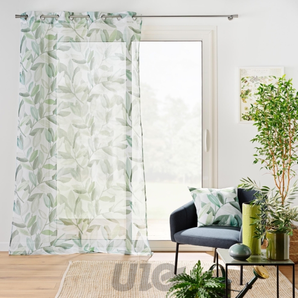 PANNEAU A OEILLETS 140 x 240 CM VOILE SABLE IMPRIME ELEONORE