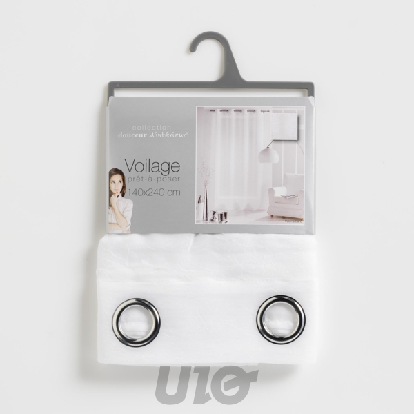 PANNEAU A OEILLETS 140 x 240 CM VOILE SABLE LISSEA BLANC