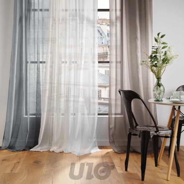 PANNEAU A OEILLETS 140 x 240 CM VOILE SABLE LISSEA BLANC