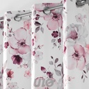 PANNEAU A OEILLETS 140 x 240 CM VOILE SABLE+TOP VELOURS IMP. VELVET FLOWER BLANC