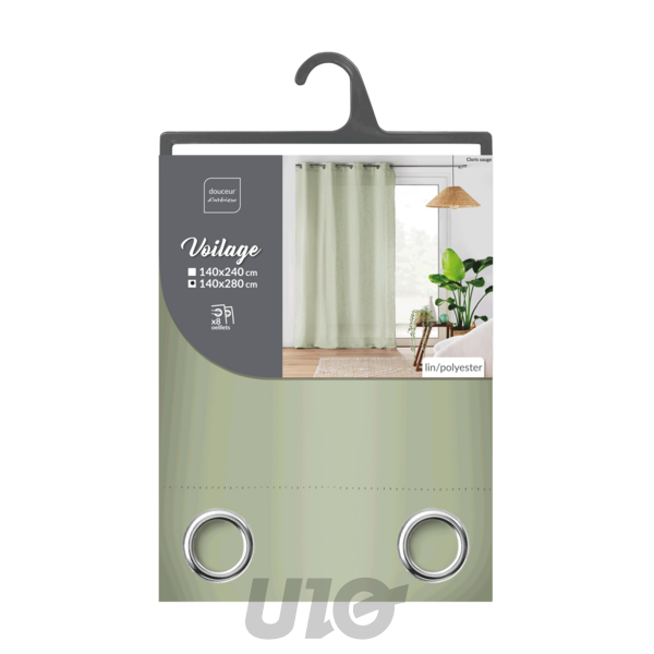 PANNEAU A OEILLETS 140 x 280 CM EFFET LIN TISSE CLORIS SAUGE