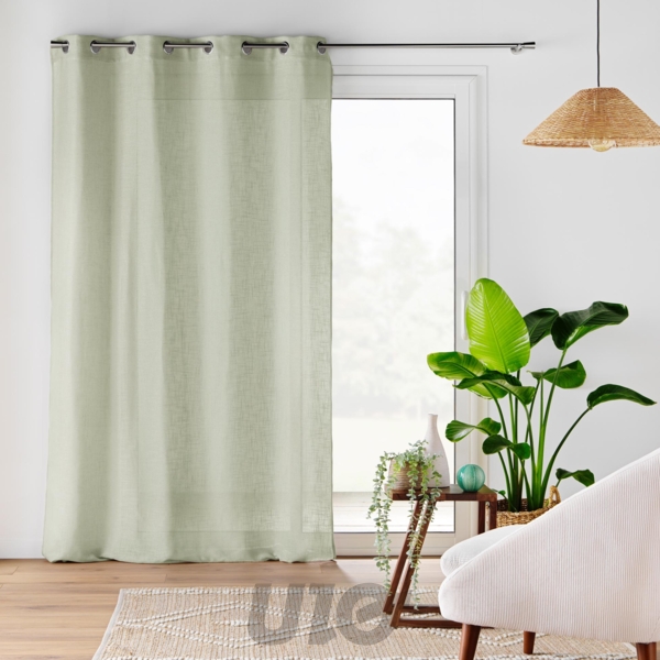 PANNEAU A OEILLETS 140 x 280 CM EFFET LIN TISSE CLORIS SAUGE