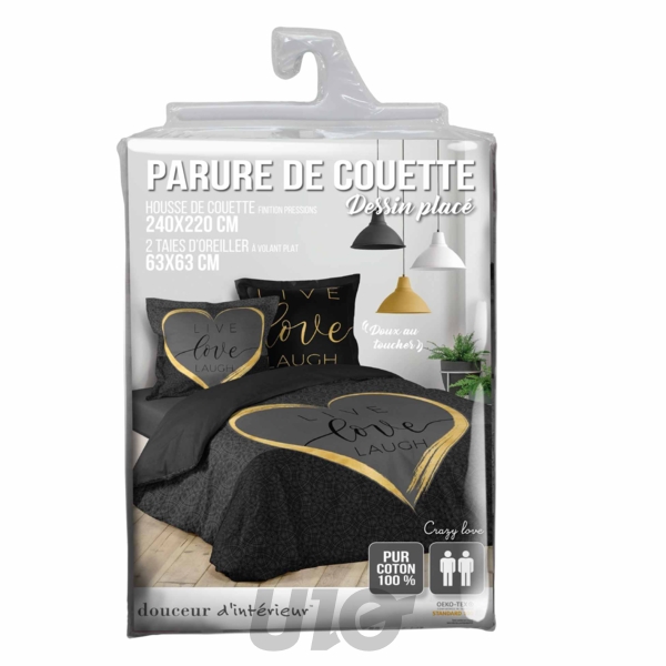 PARURE 3 P. 240 x 220 CM IMPRIME 42 FILS DESSIN PLACE CRAZY LOVE