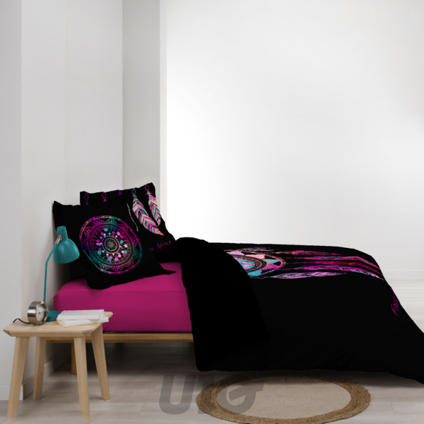 PARURE 3 P. 240 x 220 CM IMPRIME 42 FILS DESSIN PLACE PORTE BONHEUR
