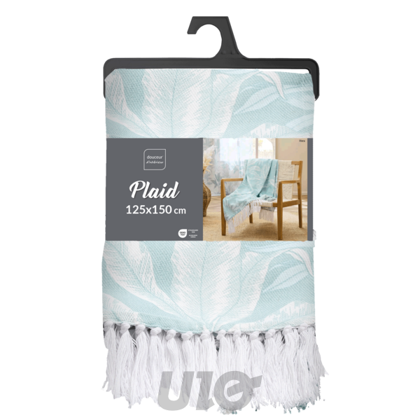 PLAID A FRANGES 125 x 150 CM COTON/POLYESTER IMPRIME HERA