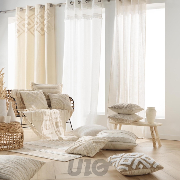 PLAID A FRANGES 125 x 150 CM COTON/POLYESTER TUFTE INCA