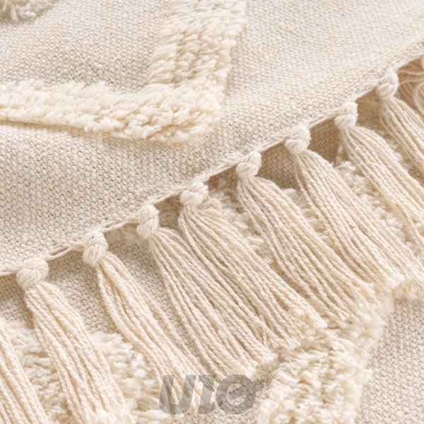 PLAID A FRANGES 125 x 150 CM COTON/POLYESTER TUFTE INCA