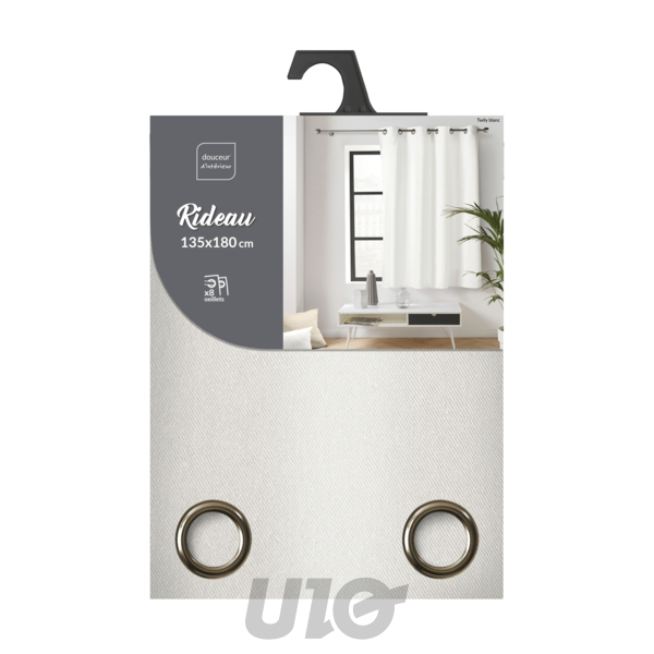 RIDEAU A OEILLETS 135 x 180 CM COTON/POLYESTER RECYCLE GRS TWILY BLANC