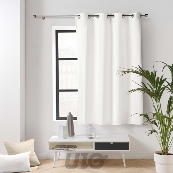 RIDEAU A OEILLETS 135 x 180 CM COTON/POLYESTER RECYCLE GRS TWILY BLANC