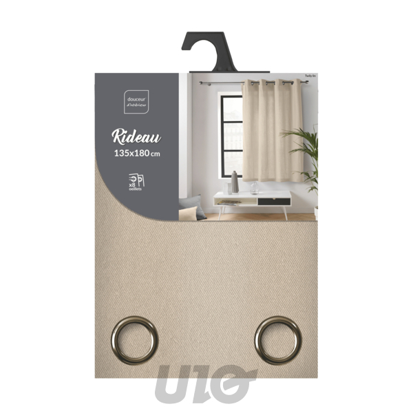 RIDEAU A OEILLETS 135 x 180 CM COTON/POLYESTER RECYCLE GRS TWILY LIN