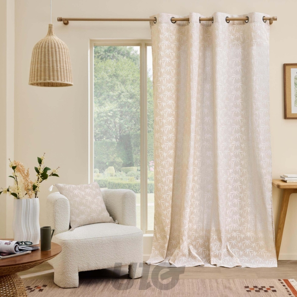 RIDEAU A OEILLETS 140 x 240 CM POLYCOTON IMPRIME SAHARIS