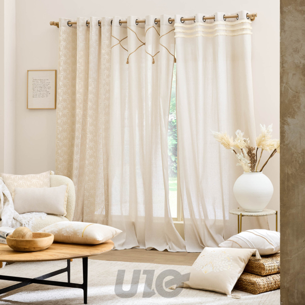 RIDEAU A OEILLETS 140 x 240 CM POLYCOTON IMPRIME SAHARIS