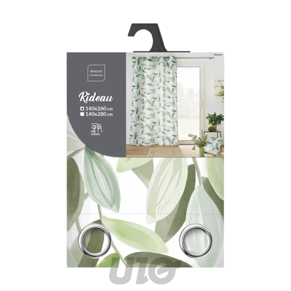 RIDEAU A OEILLETS 140 x 260 CM POLYESTER IMPRIME ELEONORE