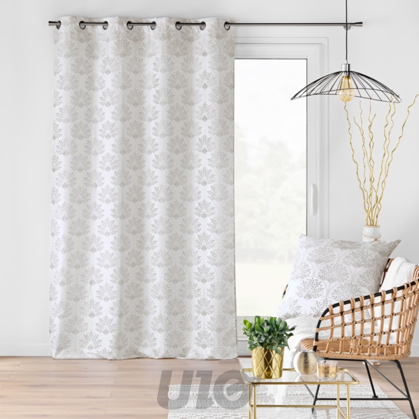 RIDEAU A OEILLETS 140 x 260 CM POLYESTER IMPRIME METALLISE MAJESTIA