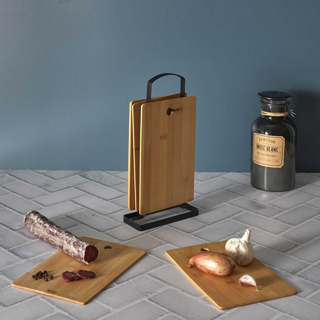 PLANCHE A DECOUPER BAMBOU X6 AVEC SOCLE METAL M8