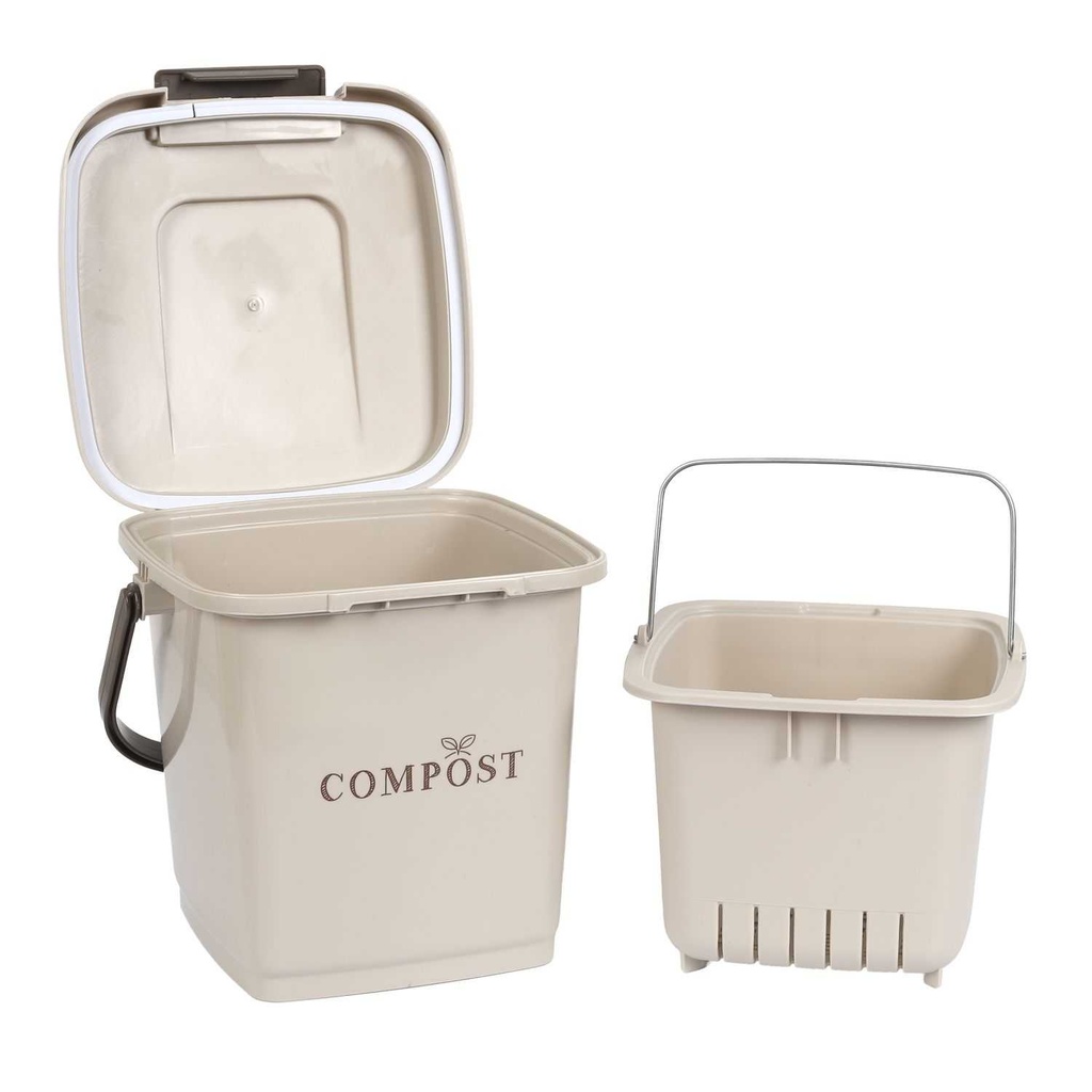 POUBELLE A COMPOST SEAU PERFORE ET COUVERCLE M6