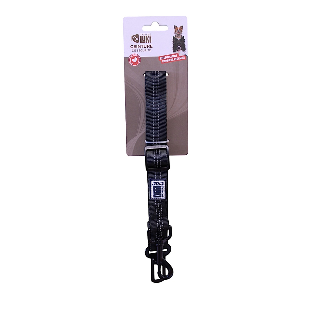 CEINTURE DE SECURITE REFLECHISSANTE NOIRE- TAILLE M-2.5CMx50-80CM