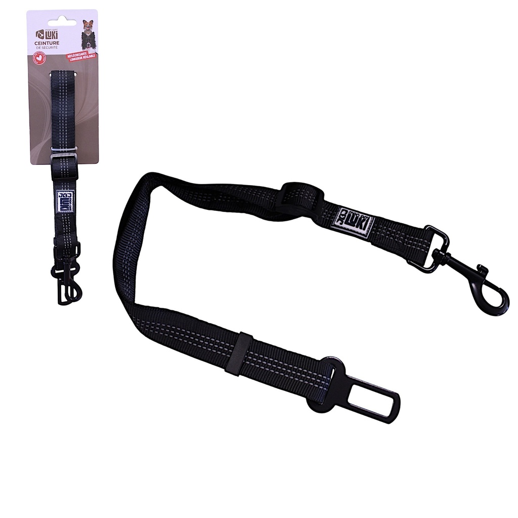 CEINTURE DE SECURITE REFLECHISSANTE NOIRE- TAILLE M-2.5CMx50-80CM