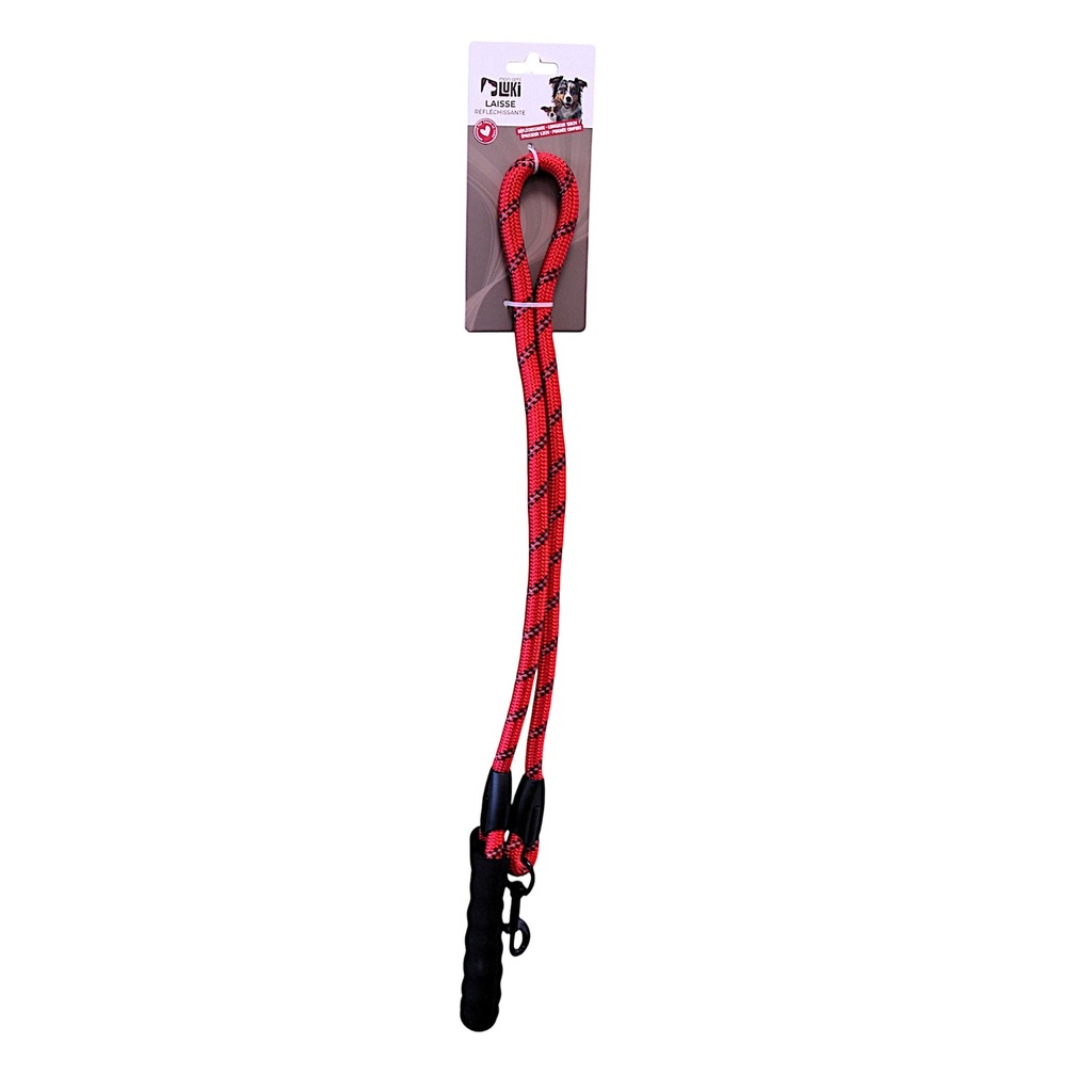 LAISSE NYLON REFLECHISSANTE ROUGE  120CM EP 1,2CM