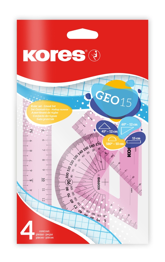 KORES SET DE TRACAGE/RÈGLES 15 CM